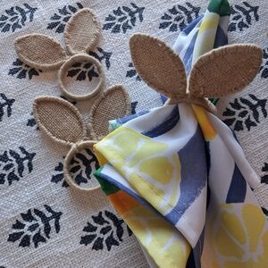 Burlap Bunny Ear Napkin Rings (Set of 12)